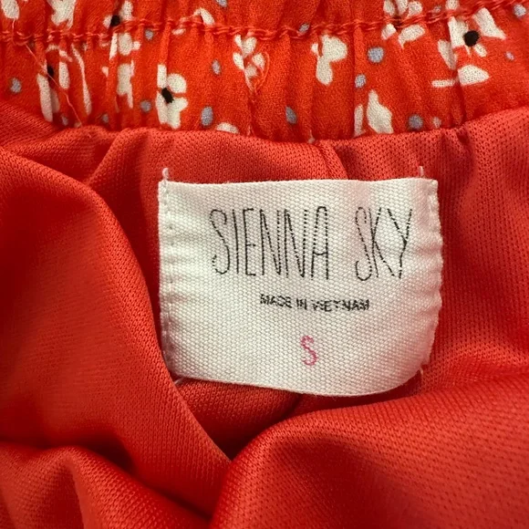 Sienna Sky Red Floral Mini Skirt Ruffle Hem Flowy Elastic Waist Spring - Picture 4 of 5